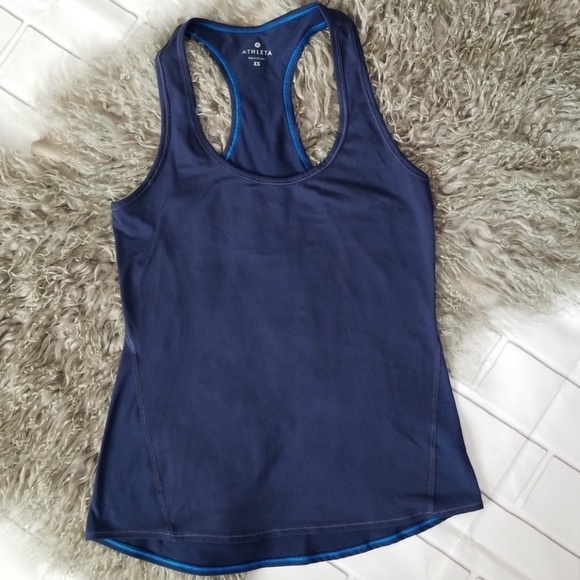 Athleta Navy Blue Racerback Athletic Tank Top - Picture 2 of 6